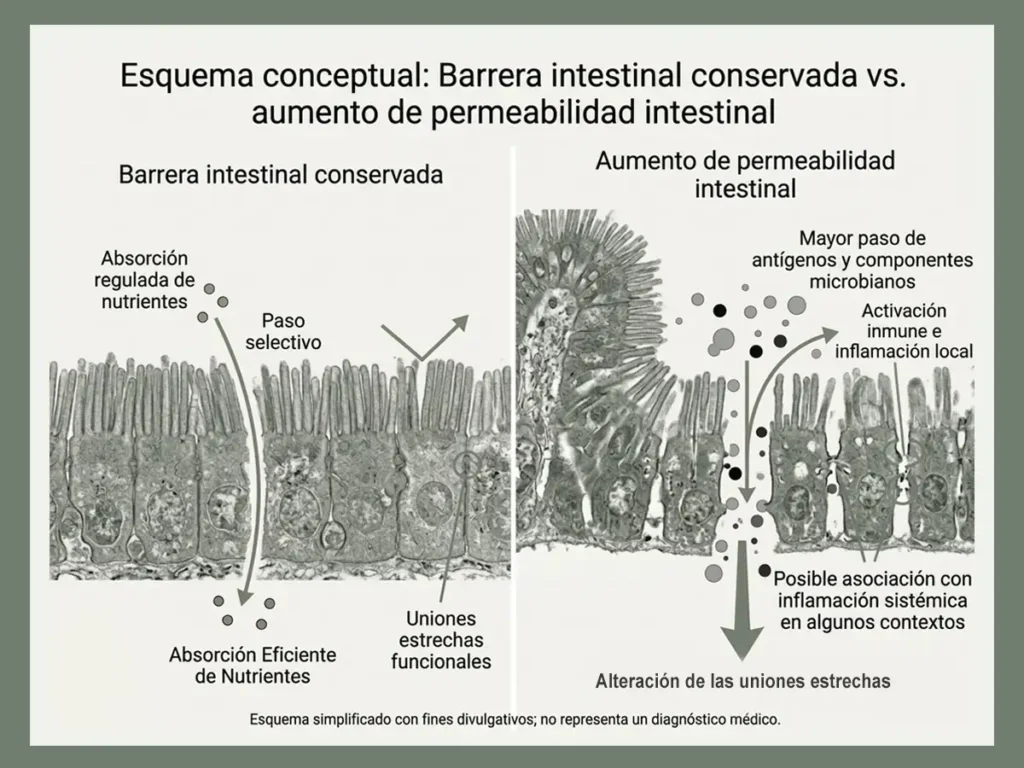 Permeabilidad intestinal y el aumento de antígenos que causan la inflamación de bajo grado y la niebla mental.